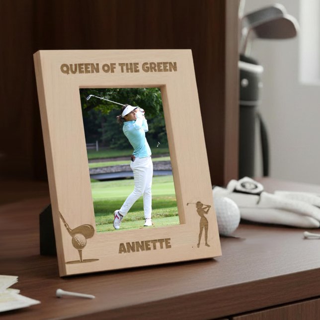 Queen Of The Green Female Golfer Etched Frames (Creator Uploaded)