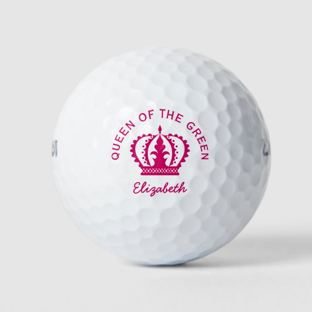 Queen of the Green Hot Pink Crown Golf Balls (Front)