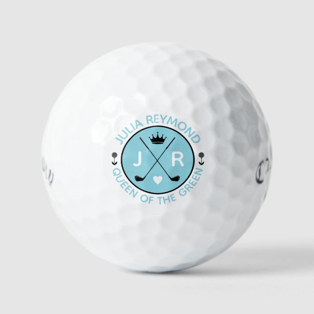 Queen of the Green monogram mum golfer blue Golf Balls (Front)