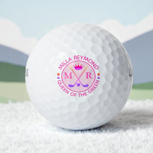 Queen of the Green . Pink Monogrammed Golf Balls