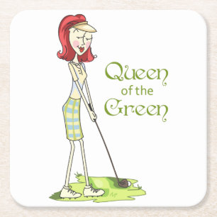 Queen of the Green Square Paper Coaster