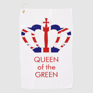 Queen of the Green   Union Jack Crown Golf Towel