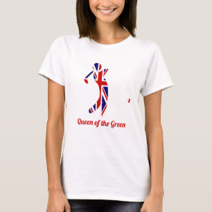 Queen of the Green Union Jack Flag Golf Player T-Shirt