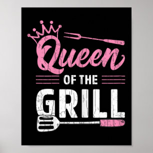 Queen Of The Grill Funny Bbq Barbeque Grilled Meat Poster