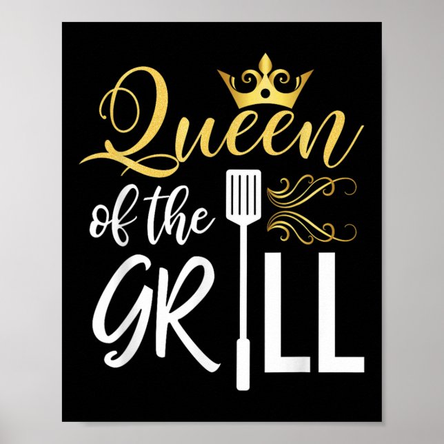 Queen Of The Grill Funny Bbq Chef Women Gift Smoke Poster (Front)