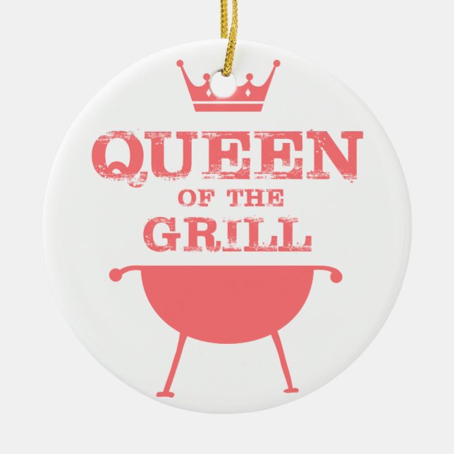 Queen Of The Grill, Pink Ceramic Tree Decoration (Front)