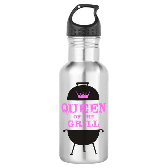 Queen Of The Grill, Pink Crown Pink 532 Ml Water Bottle (Front)