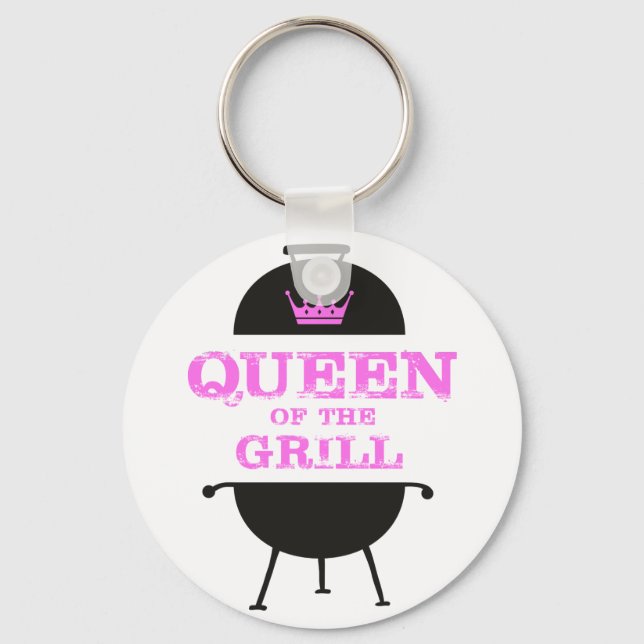 Queen Of The Grill, Pink Crown Pink Key Ring (Front)