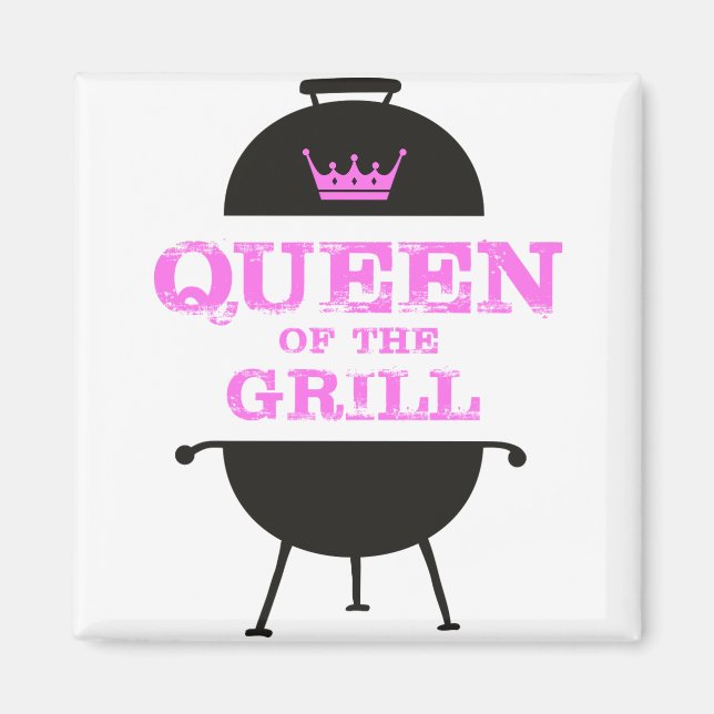 Queen Of The Grill, Pink Crown Pink Magnet (Front)
