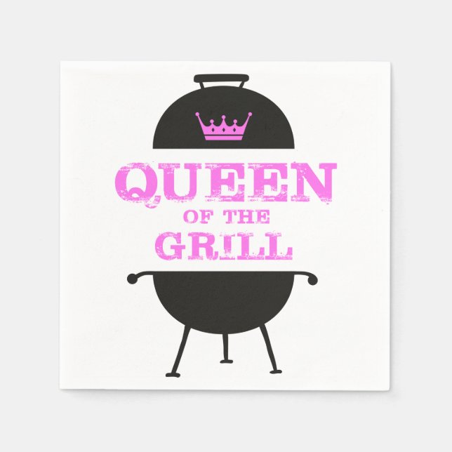 Queen Of The Grill, Pink Crown Pink Napkin (Front)