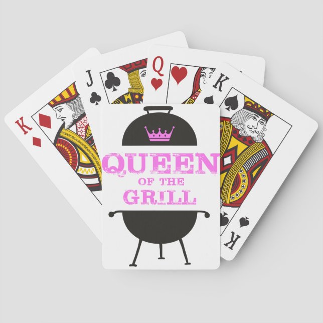 Queen Of The Grill, Pink Crown Pink Playing Cards (Back)