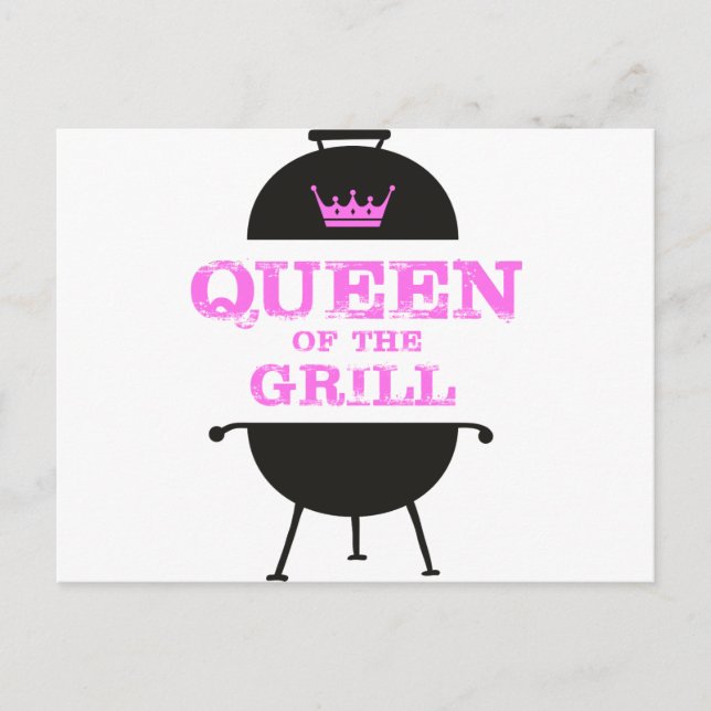 Queen Of The Grill, Pink Crown Pink Postcard (Front)