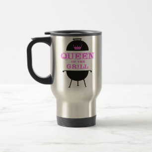 Queen Of The Grill, Pink Crown Pink Travel Mug