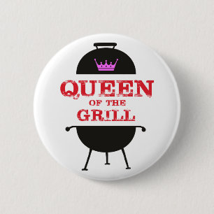 Queen Of The Grill, Pink Crown Red 6 Cm Round Badge