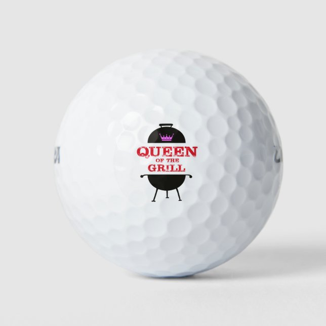 Queen Of The Grill, Pink Crown Red Golf Balls (Front)