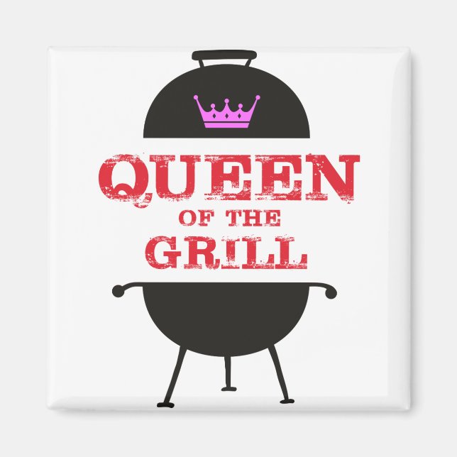 Queen Of The Grill, Pink Crown Red Magnet (Front)