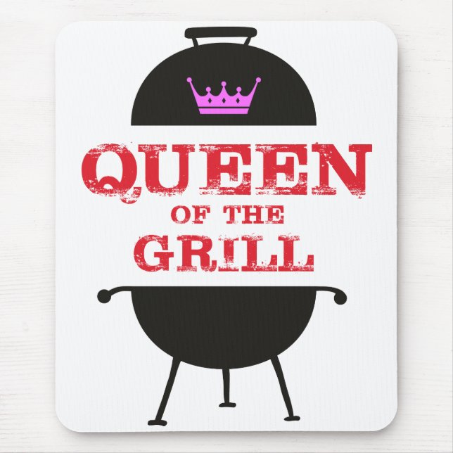 Queen Of The Grill, Pink Crown Red Mouse Mat (Front)