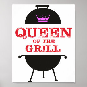 Queen Of The Grill, Pink Crown Red Poster