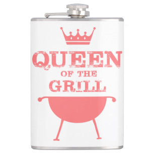 Queen Of The Grill, Pink Hip Flask