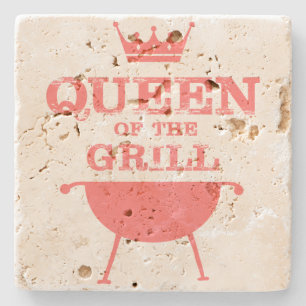 Queen Of The Grill, Pink Stone Coaster