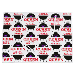 Queen Of The Grill, Purple Crown Red Large Gift Bag