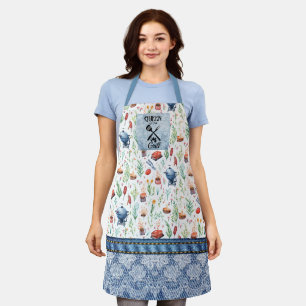 Queen of the Grill Women's colourful-denim, lace Apron