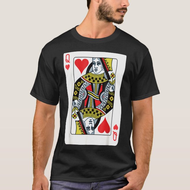 Queen Of The Hearts Playing Card Poker T-Shirt (Front)