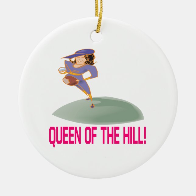 Queen Of The Hill Ceramic Tree Decoration (Front)