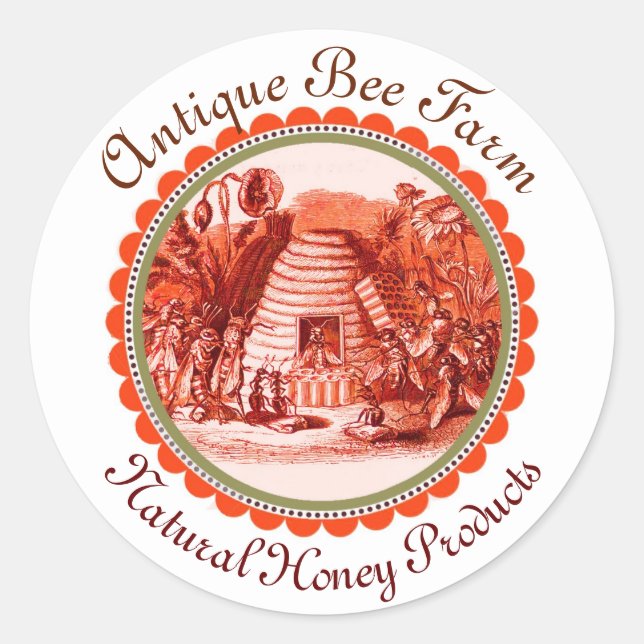 QUEEN OF THE HONEY BEES IN SKEP / BEEKEEPER Circle Classic Round Sticker (Front)