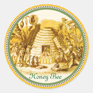 QUEEN OF THE HONEY BEES  IN SKEP / BEEKEEPER CLASSIC ROUND STICKER