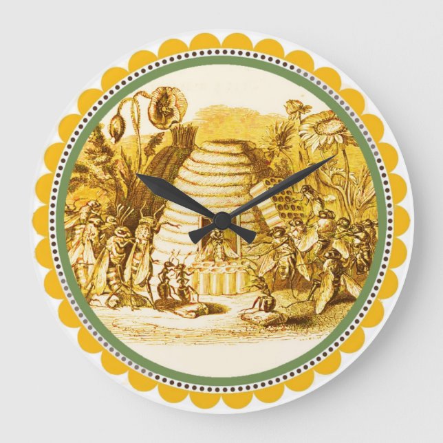 QUEEN OF THE HONEY BEES  IN SKEP / BEEKEEPER LARGE CLOCK (Front)