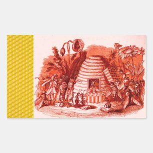 QUEEN OF THE HONEY BEES  IN SKEP / BEEKEEPER RECTANGULAR STICKER