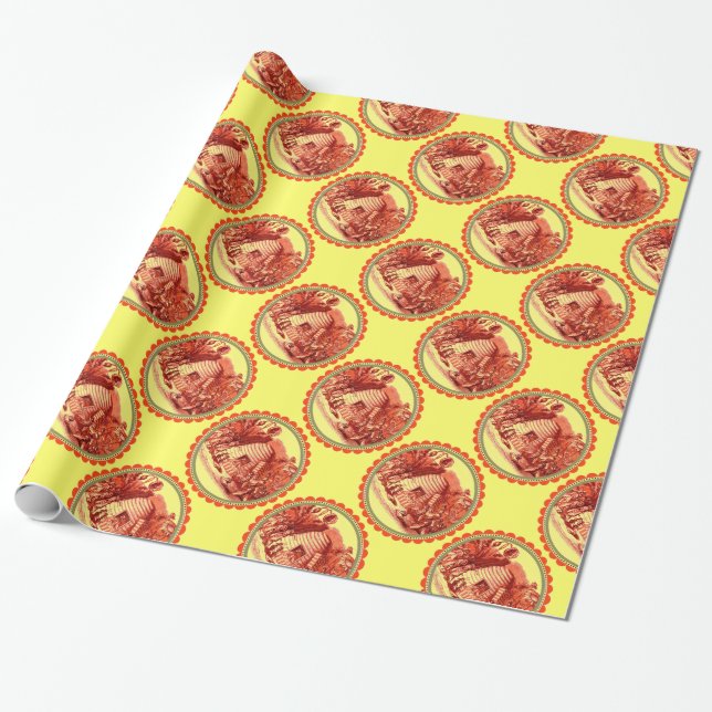 QUEEN OF THE HONEY BEES IN SKEP / BEEKEEPER WRAPPING PAPER (Unrolled)