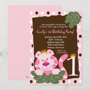 QUEEN OF THE JUNGLE 1st Birthday Invitation