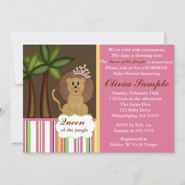 Queen of the Jungle Baby Shower Invitation (Front)