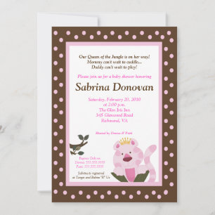 Queen of the Jungle Baby Shower Invite 5 x7