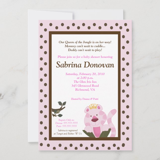 Queen of the Jungle Baby Shower Invite 5 x7 (Front)