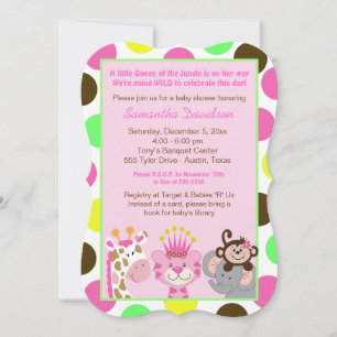 Queen of the Jungle & Friends Baby Shower Die Cut Invitation
