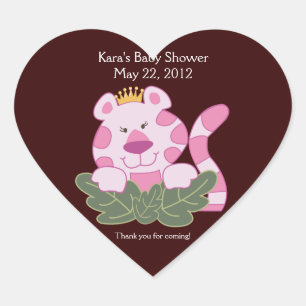 Queen of the Jungle HEART SHAPE Favour Sticker
