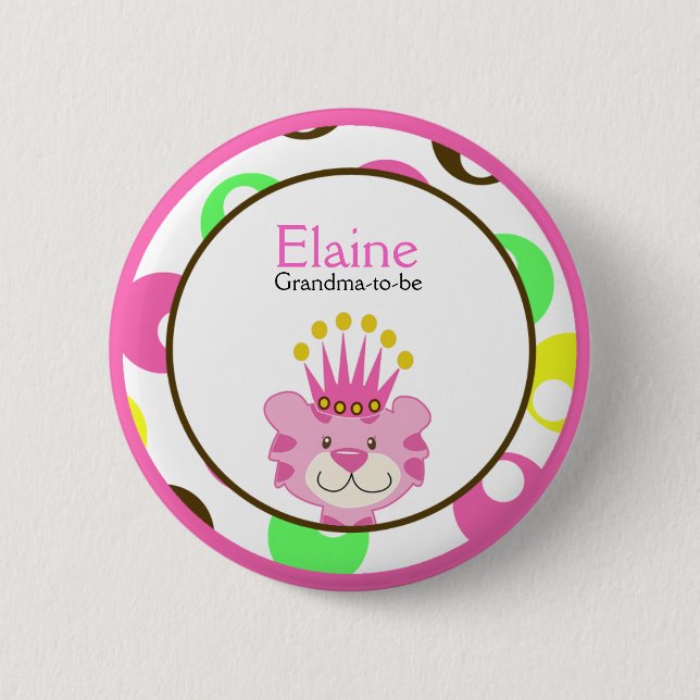 QUEEN OF THE JUNGLE NAME TAG Personalised Button (Front)