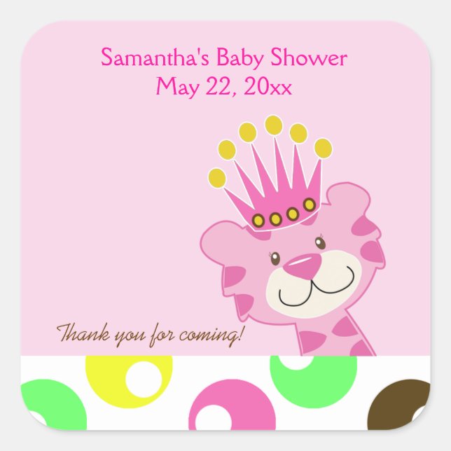 Queen of the Jungle SQUARE Favour Sticker (Front)