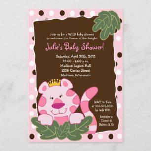 QUEEN OF THE JUNGLE TIGER 5x7 Baby Shower Invitation