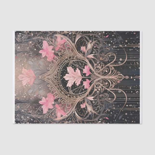 Queen of the Kingdom, Pink & Black Art Deco Tissue Paper (Front)