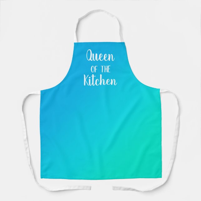 Queen of the Kitchen Blue to Teal Gradient Apron (Front)