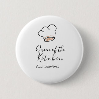 Queen of the kitchen chef cooking add name crown  6 cm round badge
