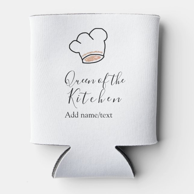 Queen of the kitchen chef cooking add name crown  can cooler (Front)
