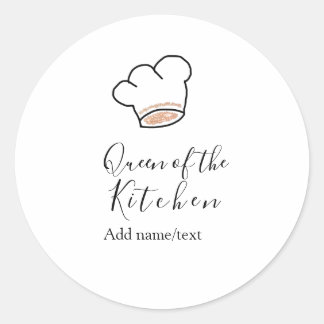 Queen of the kitchen chef cooking add name crown  classic round sticker