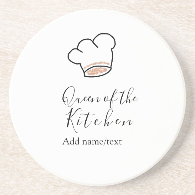 Queen of the kitchen chef cooking add name crown  coaster (Front)