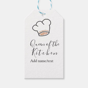 Queen of the kitchen chef cooking add name crown  gift tags