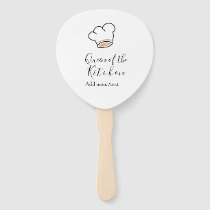 Queen of the kitchen chef cooking add name crown hand fan